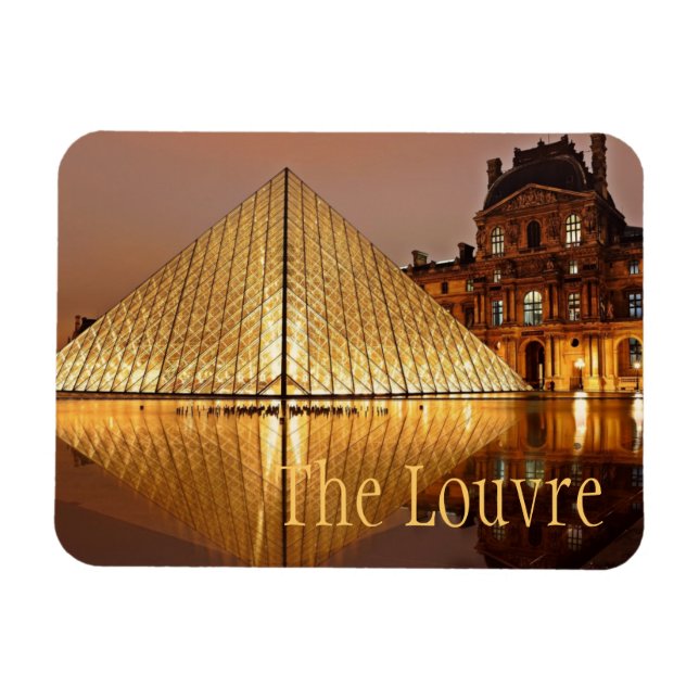 Louvre Museum i Natten, Paris, Frankrike Magnet (Horisontell)
