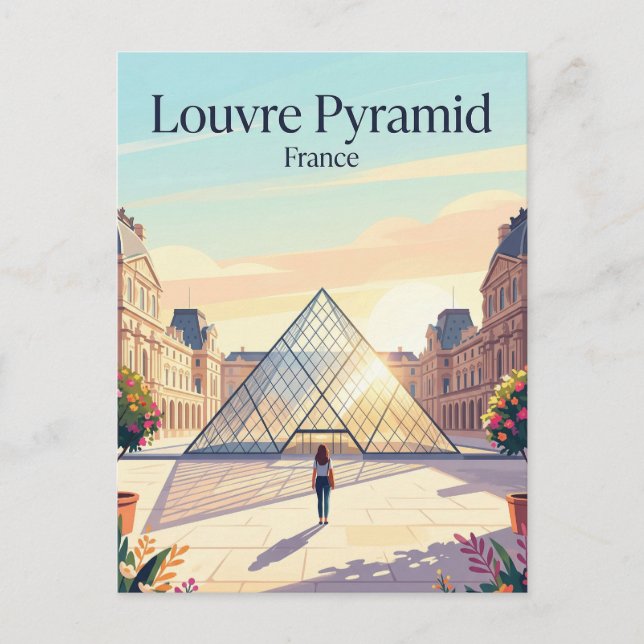 Louvre Museum innergård Frankrike Vykort (Framsida)
