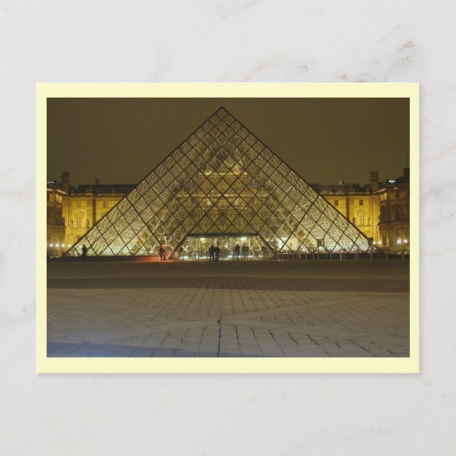 Louvre Museum på Natten, Paris, Frankrike Vykort (Framsida)