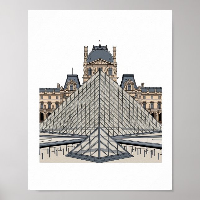 Louvre Museum Paris Pyramid Affisch (Framsidan)