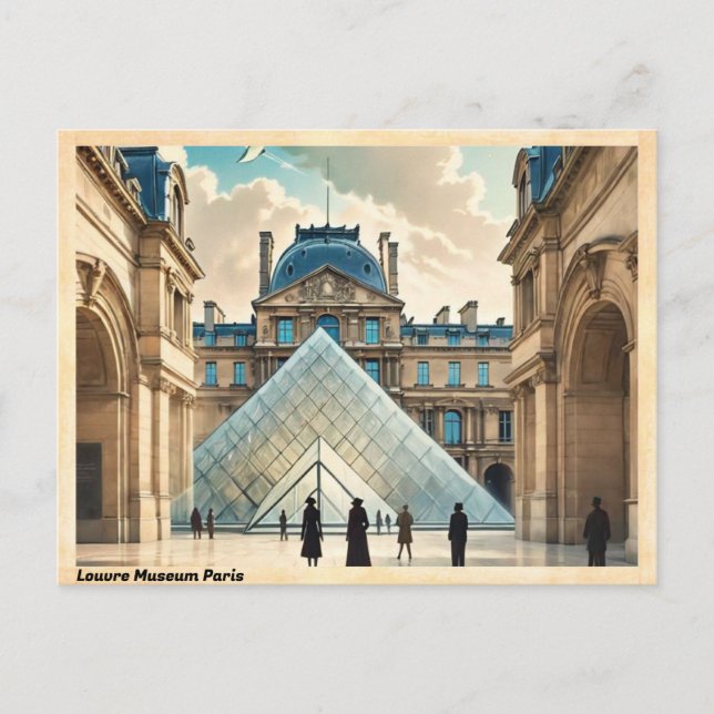 Louvre Museum Paris Vintage resor Vykort (Framsida)