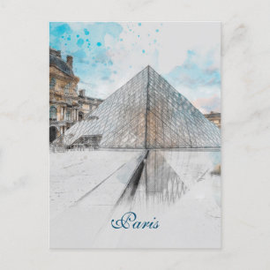 Louvre Museum Paris Vykort – Akvarell Resa