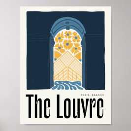 Louvre Paris Frankrike abstrakt blommigt art Poster