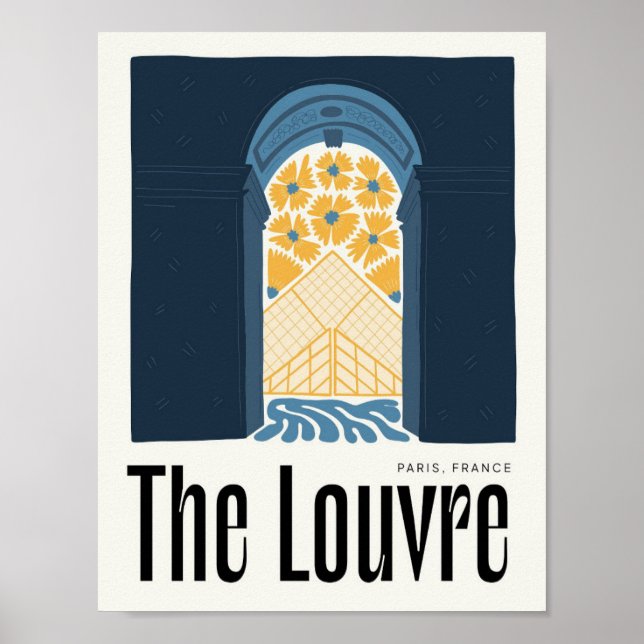 Louvre Paris Frankrike abstrakt  blommigt art Poster (Framsidan)