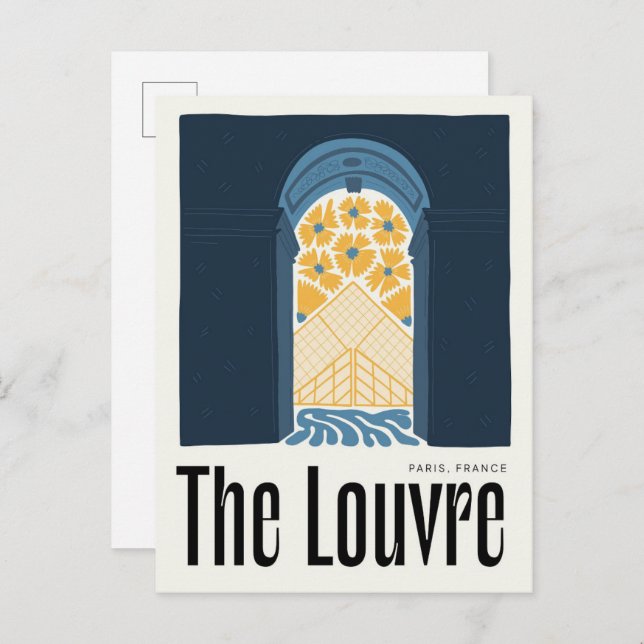 Louvre Paris Frankrike abstrakt  blommigt art Vykort (Fram/baksida)