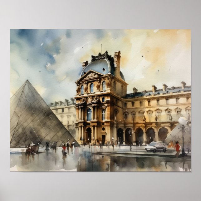 Louvre Paris Frankrike Ligcape Art Print Poster (Framsidan)