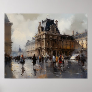 Louvre Paris Frankrike Ligcape Art Print Poster