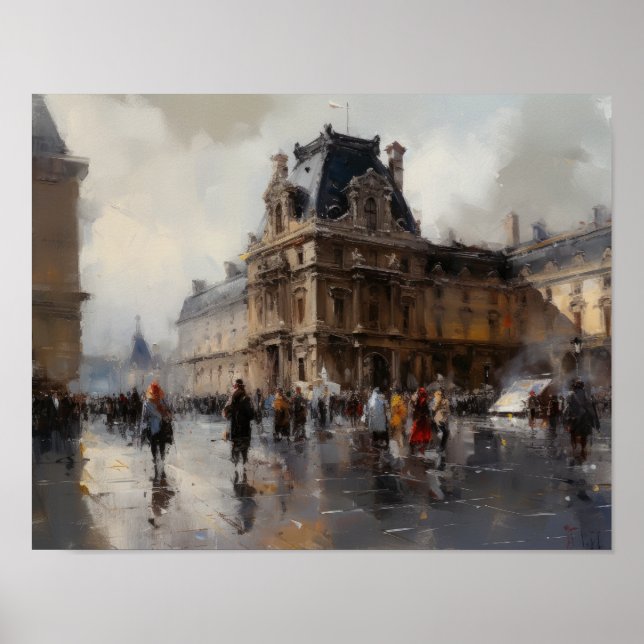 Louvre Paris Frankrike Ligcape Art Print Poster (Framsidan)