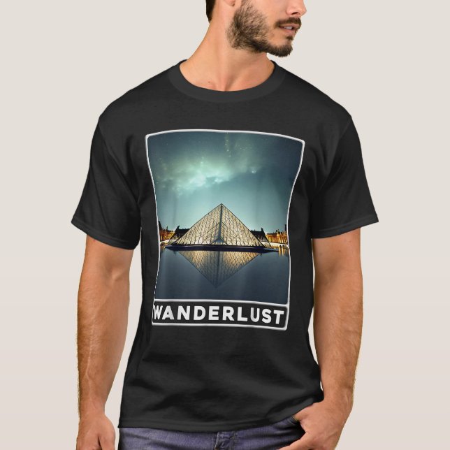 Louvre Paris Frankrike Wanderlust T Shirt (Framsida)