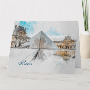 Louvre Paris Greeting Card - Elegant Travel Art Kort