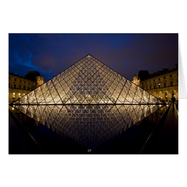 Louvre Pyramid av arkitekten I.M. Pei på Hälsningskort (Framsidan Horizontal)
