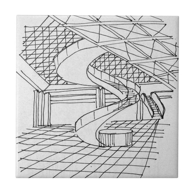 Louvre under pyramiden| Paris, Frankrike Kakelplatta (Framsidan)