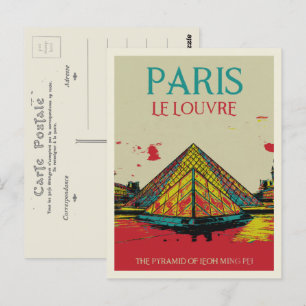 Louvres Paris Frankrike Pyramid Vykort