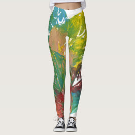 Löv Abstrakt Löv botaniskt originalmålning Leggings