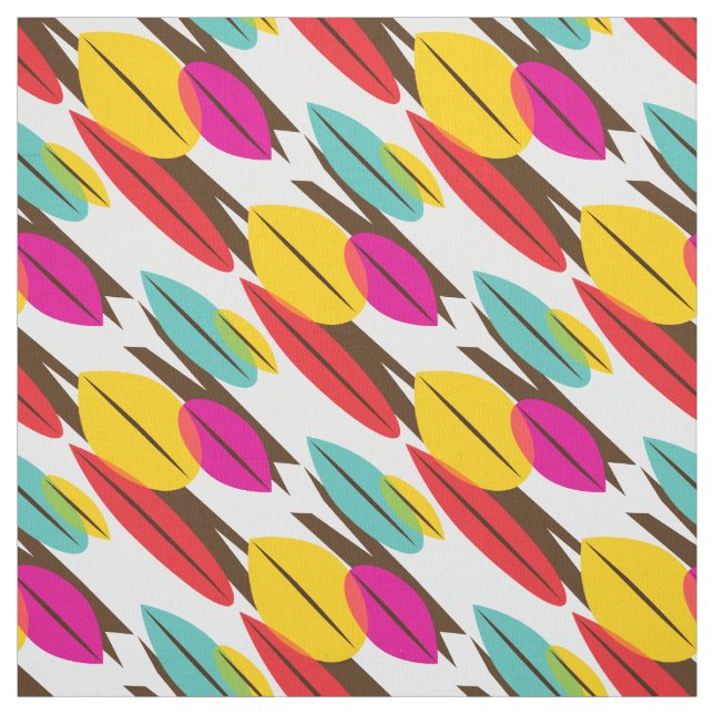 Löv Abstrakt Retro Multifärgat Mönster Tyg (Provkarta)