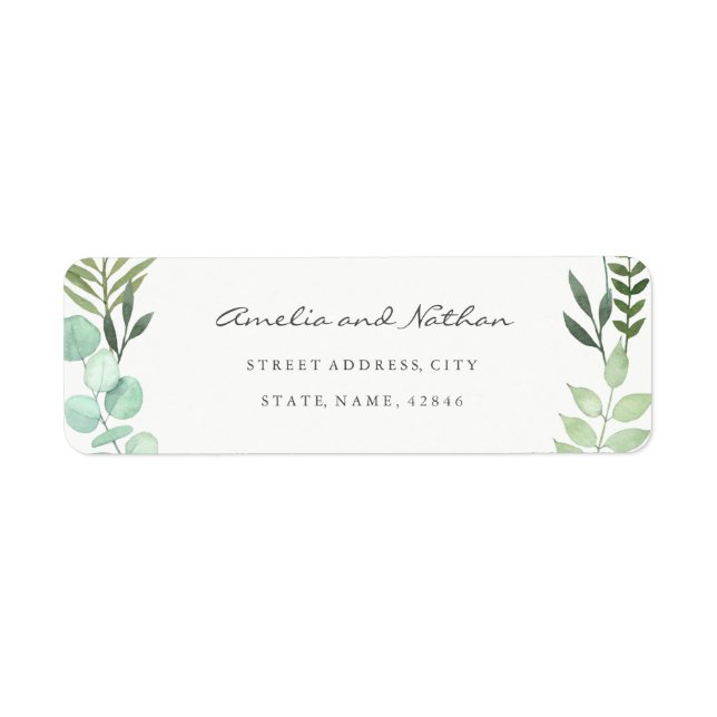 Löv-adressetikett för returadress för vattenfärgen etikett (Framsidan)