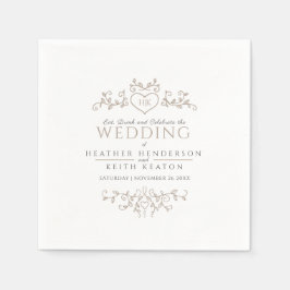 Löv art hjärtmonogram (bröllop) pappersservett