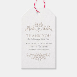 Löv art - monogram jämfört med bröllop tack presentetikett