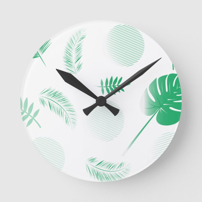 Löv av anbudsgivarens grönt på vit  rund klocka (Framsida)