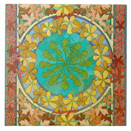 Löv av Art nouveau Stil, Mucha Kakelplatta