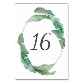 löv av botanisk grönt med sommartropisk vattenfärg bordsnummer