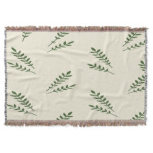 Löv av Cream och Grönt Throw Blanket