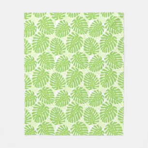Löv av den tropiska växten - Monstera mönster Fleecefilt