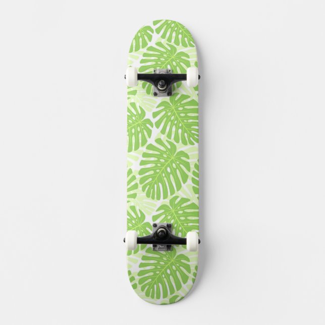 Löv av den tropiska växten - Monstera mönster Old School Skateboard Bräda 18 Cm (Framsida)