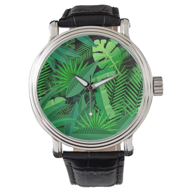 Löv av det tropiska Handflatan Träd Armbandsur (Framsida)