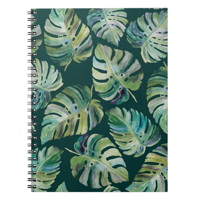 Löv av exotiska tropiska växter monstera. Sömlös Anteckningsbok (Framsidan)