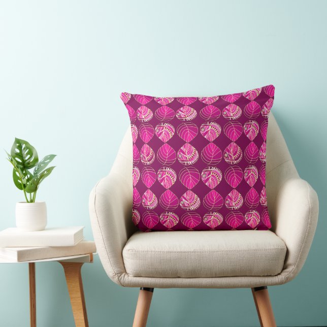 Löv av fiskhuvud Ny Magenta Pastel Grönt Vit Kudde (Stol)