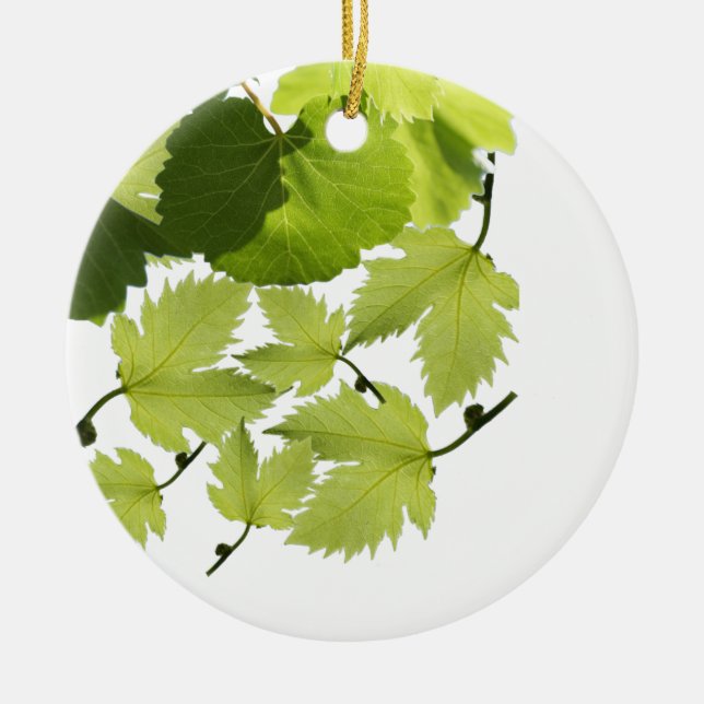 Löv av Grönt av druvvin Julgransprydnad Keramik (Framsidan)