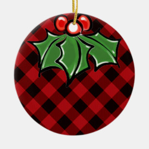 Löv av julklapp, rödplade, mullbär julgransprydnad keramik