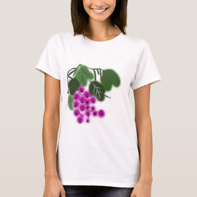 löv av lila druvor och grönt tee shirt (Framsida)