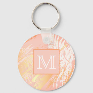 löv av löv från ro i handflatan, monogram nyckelring