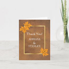 löv av orange på brunt bröllop Tack