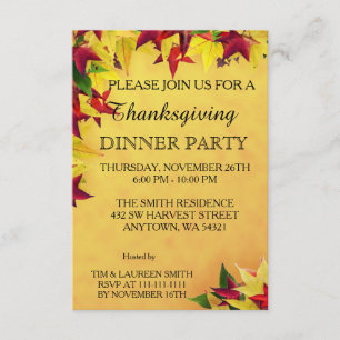 Löv av partyet för höstthanksgivingmiddag inbjudningar