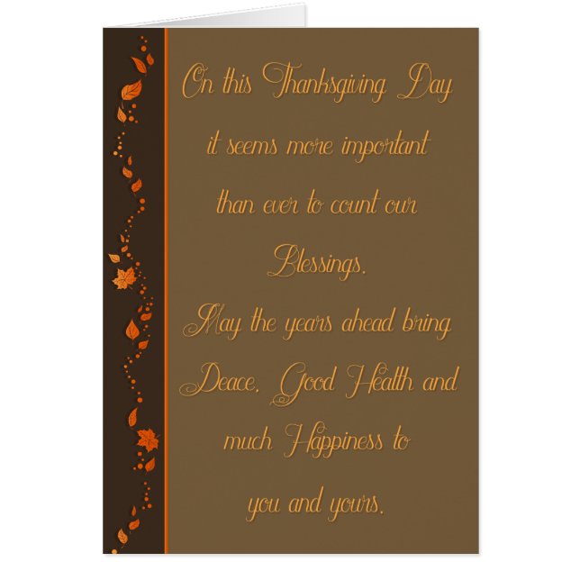 Löv av Thanksgivingen Höst Hälsningskort (Framsidan)