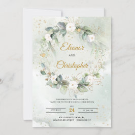 Löv av utandningsluft för blommigt av vit ros grön inbjudningar