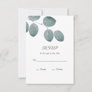 Löv av vattenfärgad Silver-dollar Eucalyptus OSA Kort