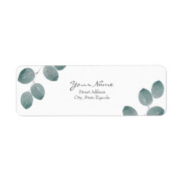 Löv av vattenfärgad Silver-dollar Eucalyptus Returadress Etikett