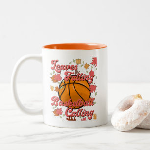 Löv avfyrar Basketboll ringer Retro Fall Två-Tonad Mugg
