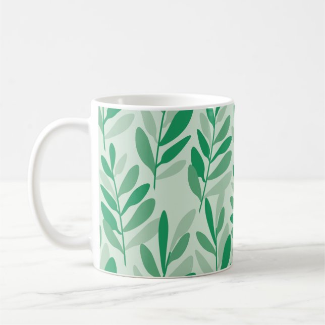 Löv, bakgrund mönster struktur kaffemugg (Vänster)