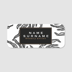 Löv Black & White Modern Namnbricka