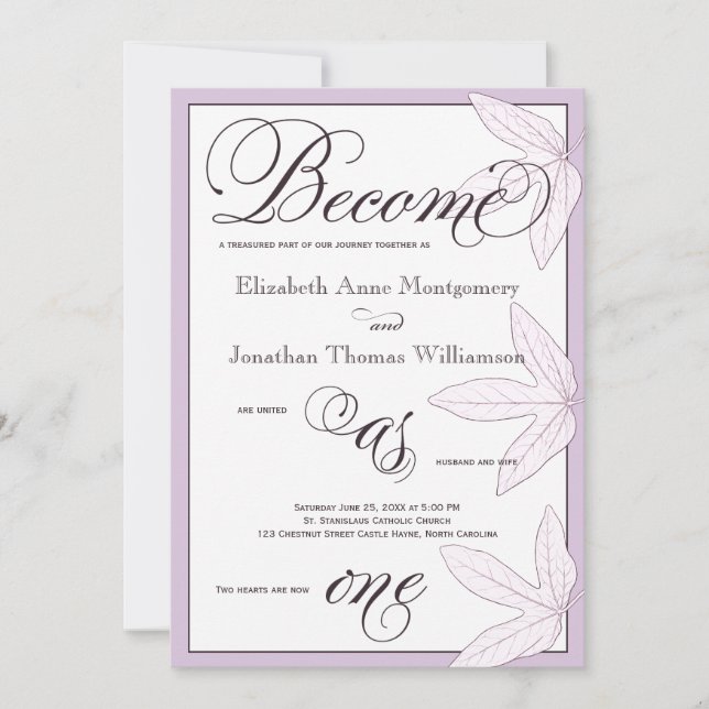 Löv blir en enda inbjudan till kristbröllop (Framsida)