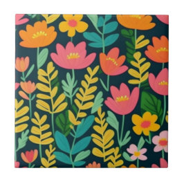 Löv blommor, färglös design kakelplatta