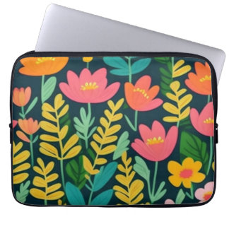 Löv blommor, färglös design laptop fodral