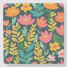 Löv blommor, färglös design stenunderlägg