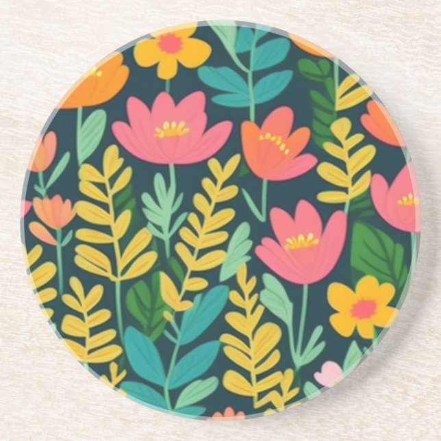 Löv blommor, färglös design underlägg (Framsidan)