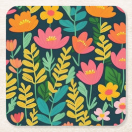 Löv blommor, färglös design underlägg papper kvadrat